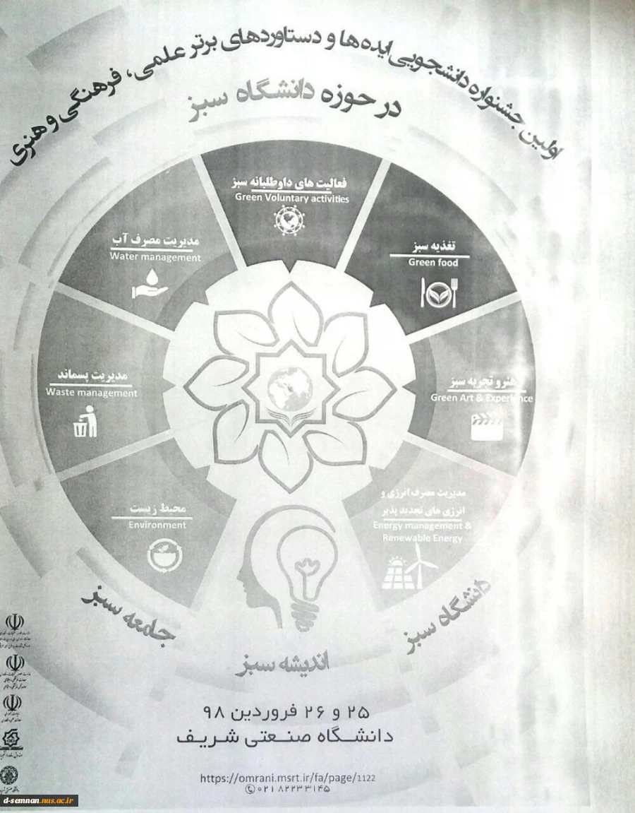 جشنواره دانشجویی ایده ها ودستاوردهای برترعلمی فرهنگی وهنری در حوزه دانشگاه سبز